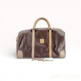 Celine Macdam Coated Canvas and Leather Boston Bag 50