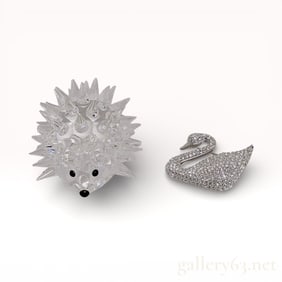 Swarovski Crystal Hedgehog and Swan Figurine Set