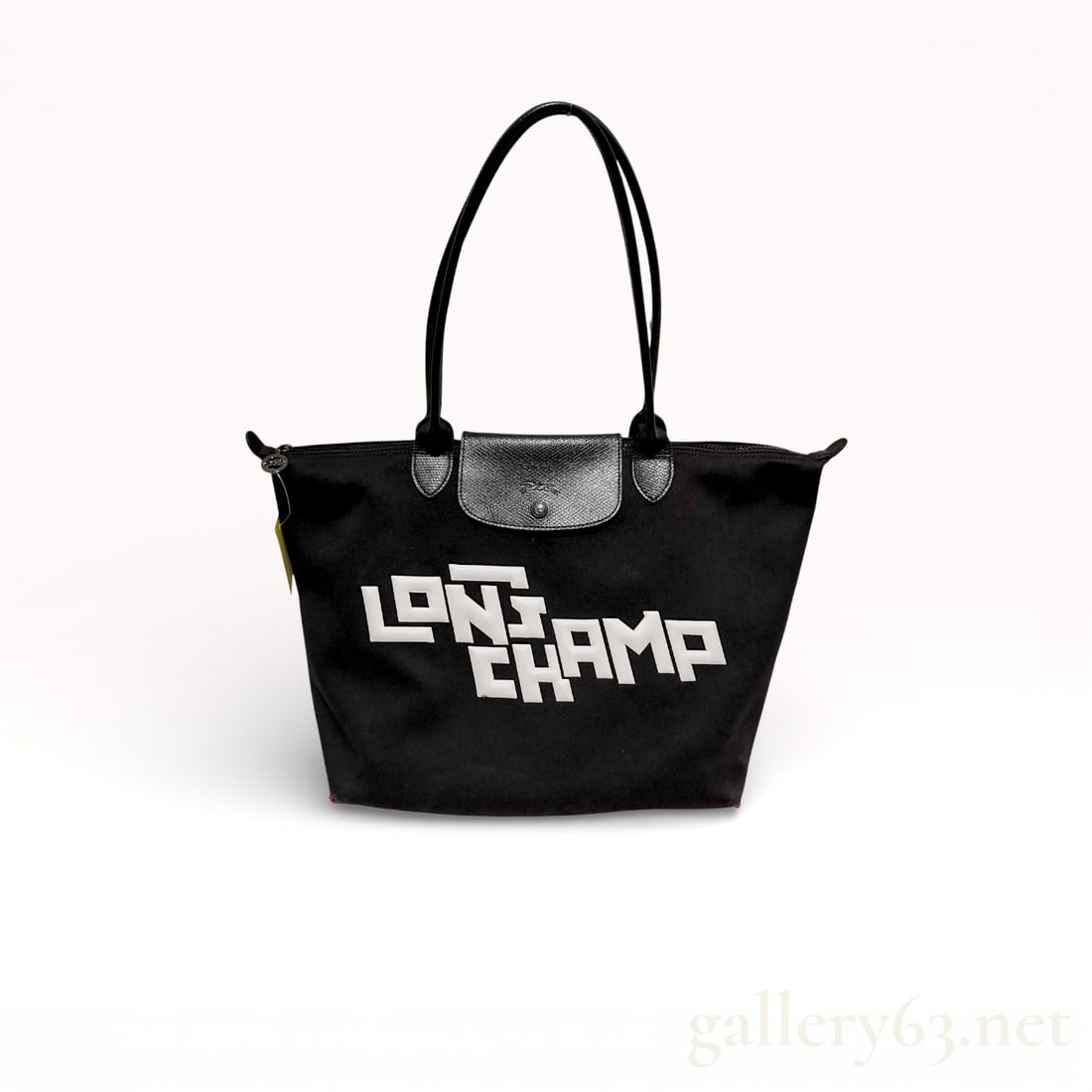 Longchamp Le Pliage LGP Stamp Horse Logo Black and White Tote Bag (1 of 10)