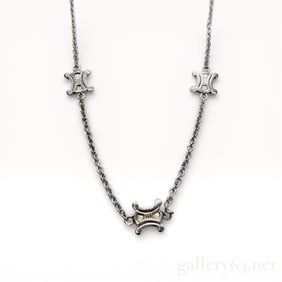 Celine Triomphe Sterling Silver Station Necklace