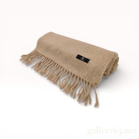 Tumi Cashmere Blend Fringed Muffler in Camel