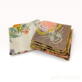 Gucci and Aquascutum Printed Silk Scarves, Pair