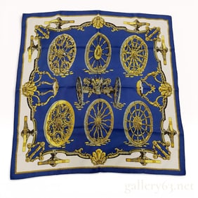 Vintage Hermès "Roues de Canon" Silk Carre 90 with Box