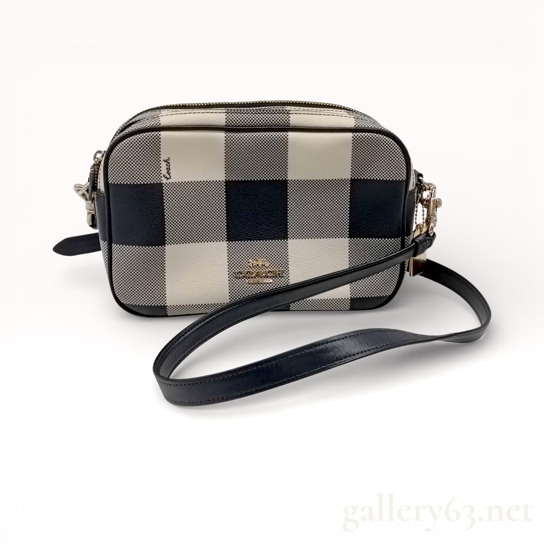Coach F44954 Jes Crossbody in Buffalo Plaid: Authentic Coach F44954 Jes Crossbody with a buffalo plaid print in black and white. 