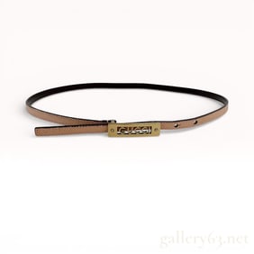 Vintage Gucci Slim Snakeskin Gucci Belt with Gold Tone Logo Buckle