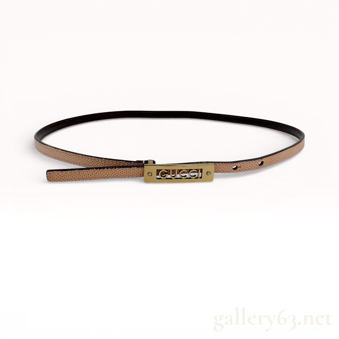 Vintage Gucci Slim Snakeskin Gucci Belt with Gold Tone Logo Buckle (1 of 10)