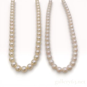 Two-Piece Akoya Pearl Necklace Set 6.4mm-6.8mm/6.0mm-6.4mm SV 56.1g