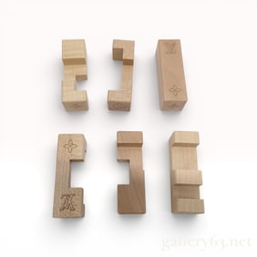 Louis Vuitton Le Pateki Sycamore Wood Cube Puzzle with Box