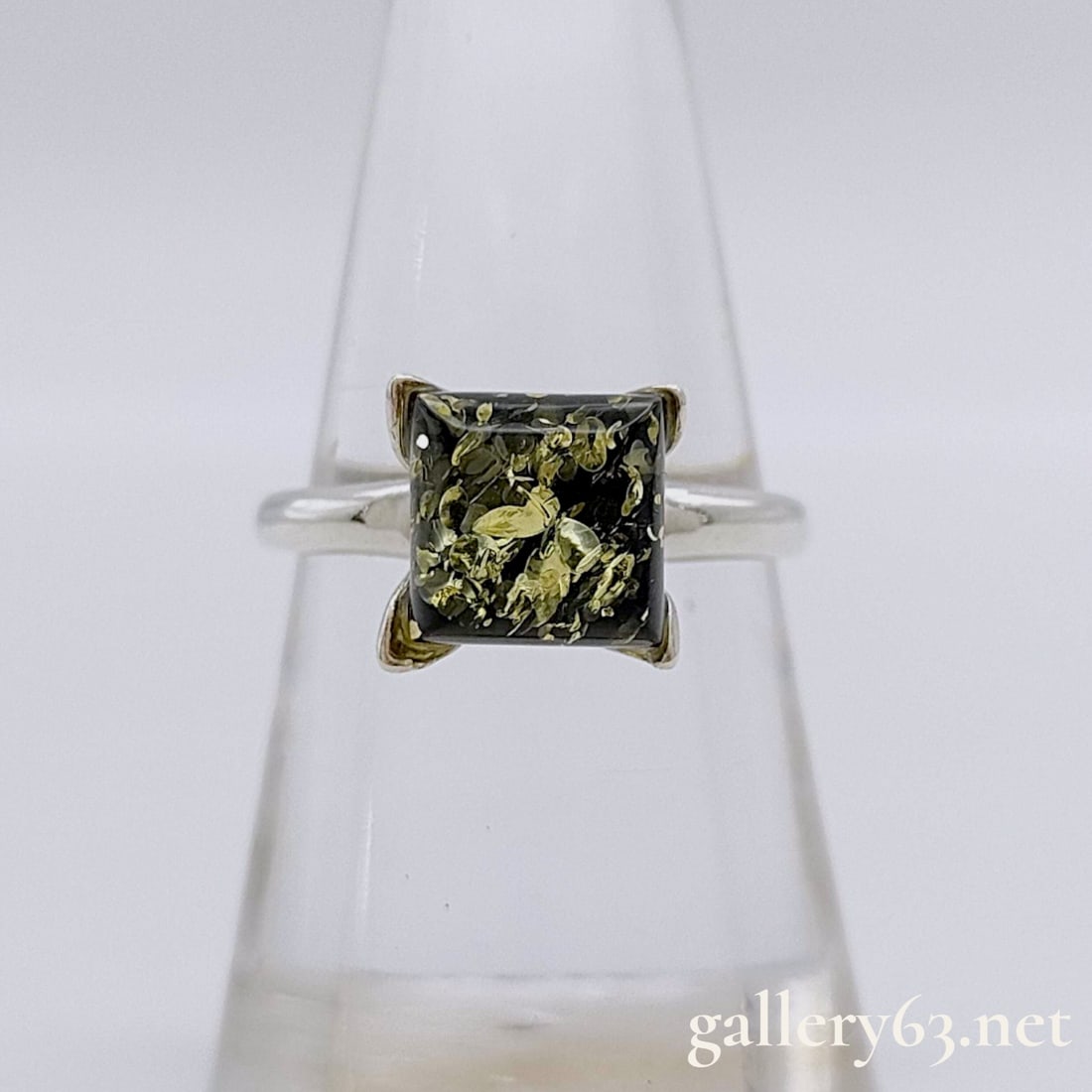 Amber and Sterling Silver Ring with GIA Report, Size 7 (1 of 9)