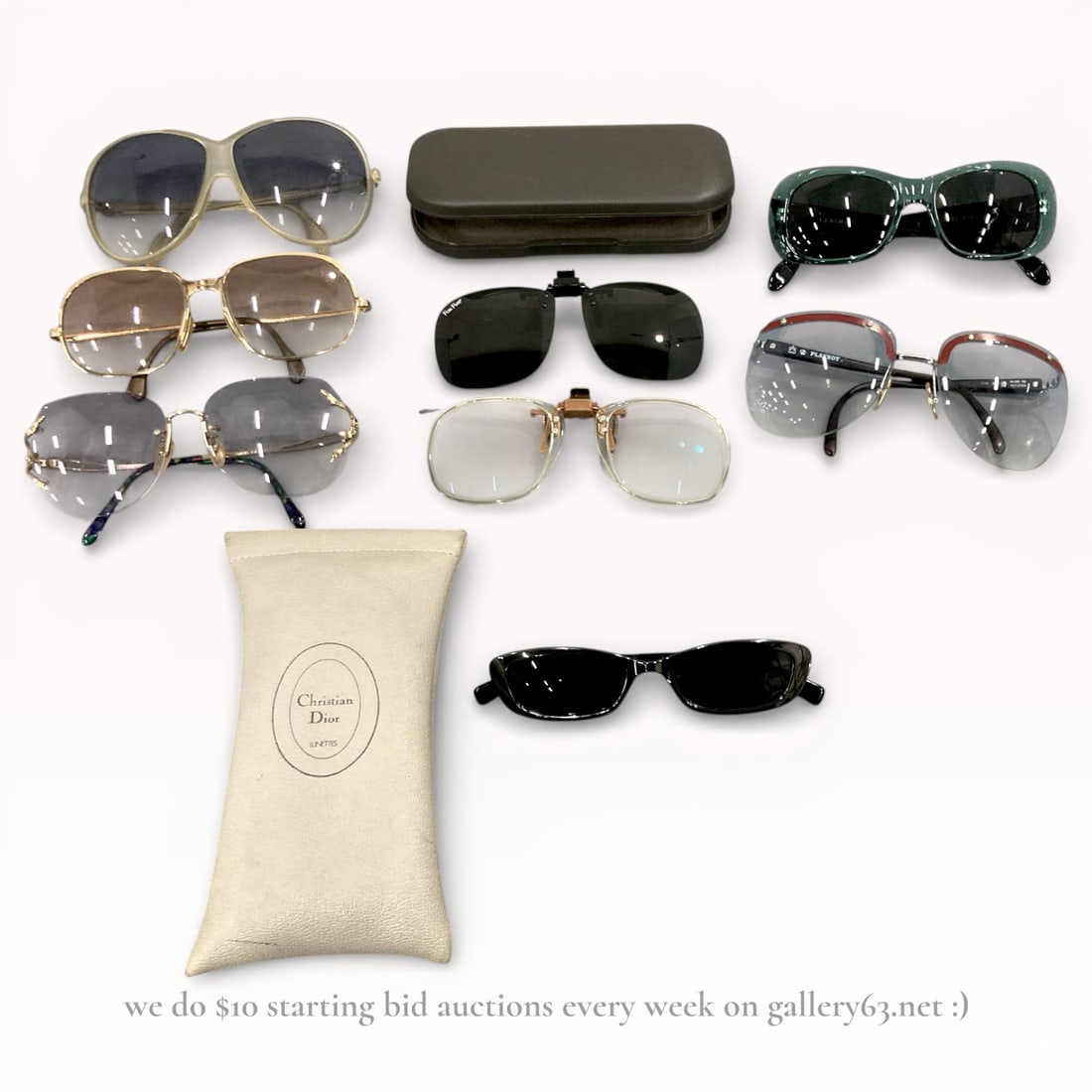 Group of Designer and Contemporary Sunglasses Including D&G and Others: Group of sunglasses having multiple assorted pairs in varied styles, frame shapes, and lens tints. Lot including both metal and plastic frames, with tinted and gradient lenses in dark, neutral, and mi