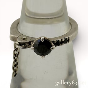 Justin Davis Handcuff Motif Sterling Silver Ring with Onyx