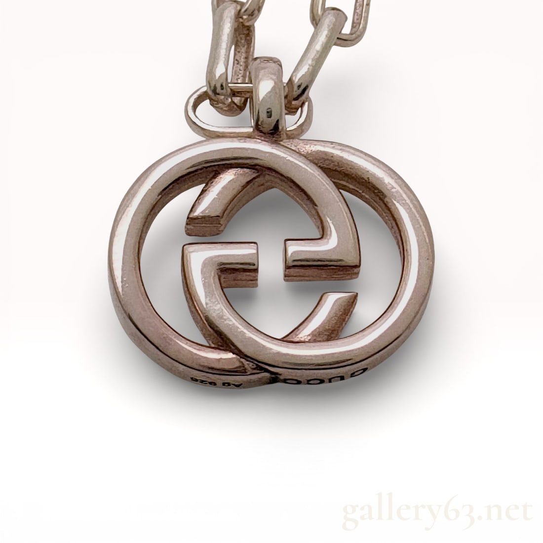 Gucci Interlocking GG Sterling Silver Necklace 20" with original box/appers (1 of 6)