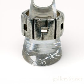 Gucci Sterling Silver Architectural Band Ring with Gucci Jewelry Box, Size 8