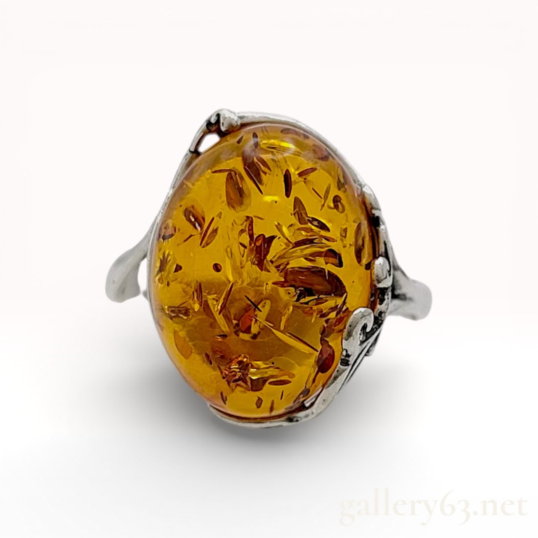 Amber and Sterling Silver Ring With GIA, size 7 (1 of 7)