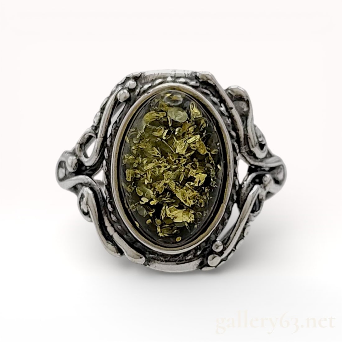 Amber and Sterling Silver Ring with GIA, size 7 (1 of 7)