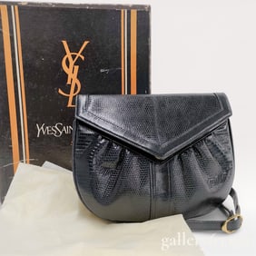 Yves Saint Laurent Lizard Skin Leather Flap Bag with Box