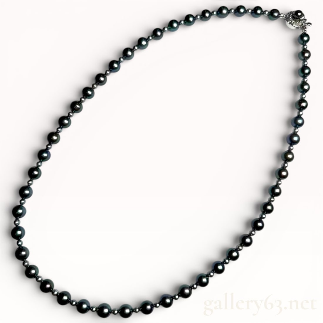 Graduated Tahitian Cultured Pearl Necklace 3.6-7.7mm with Sterling Silver Clasp Approx. (1 of 7)