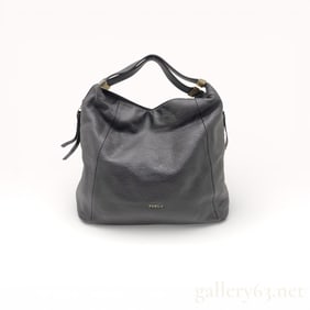 Furla Black Leather Hobo Handbag