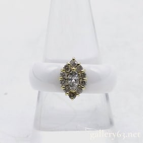 18K Gold & Diamond Ring with Ceramic Band, size 6.5