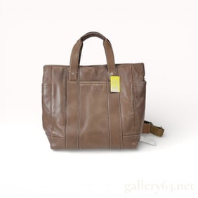Coach Brown Leather 2-Way Tote with Shoulder Strap