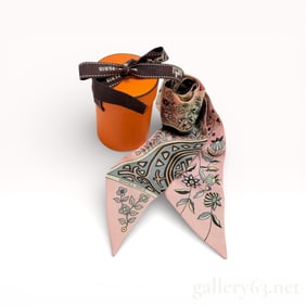 Hermès Twilly Silk Scarf with Floral and Geometric Motif