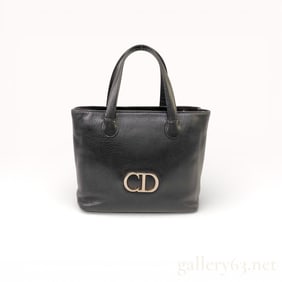 Christian Dior Black Leather Tote Handbag