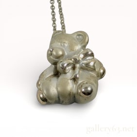 Tiffany & Co. Sterling Silver Teddy Bear Pendant Necklace