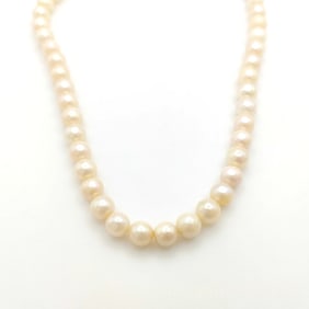 7mm Cultured Pearl Necklace with Sterling Silver Clasp 16"