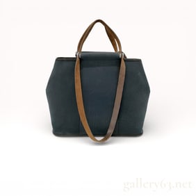 Hermès Cabag Black Canvas and Leather Tote