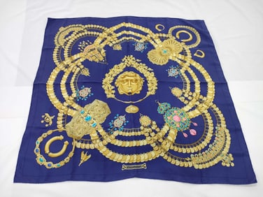 Hermès Carré 90 Silk Scarf with Gold Jewelry Motif
