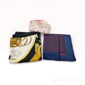 Hermès Carré 90 Silk Scarf Group of 3 - Foulard Hermes Oeillets Sauvages et Autres Caryophyllaes,