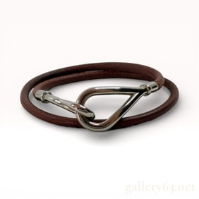 Hermès Jumbo Hook Double Wrap Bracelet with Palladium-Plated Hardware