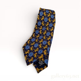 Chanel Paris Silk Tie with Chain and Medallion Motif (and lions)