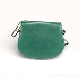 Cartier Vintage Green Grained Leather Shoulder Bag - Excellent Condition