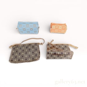 Salvatore Ferragamo Enamel and Canvas Gancini Cosmetic Pouch Set, Four Pieces with boxes