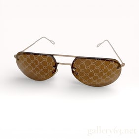 Gucci All Over GG Monogram Brown and Silver Sunglasses