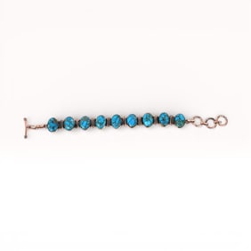 Blue Howlite Cabochon Bracelet Copper