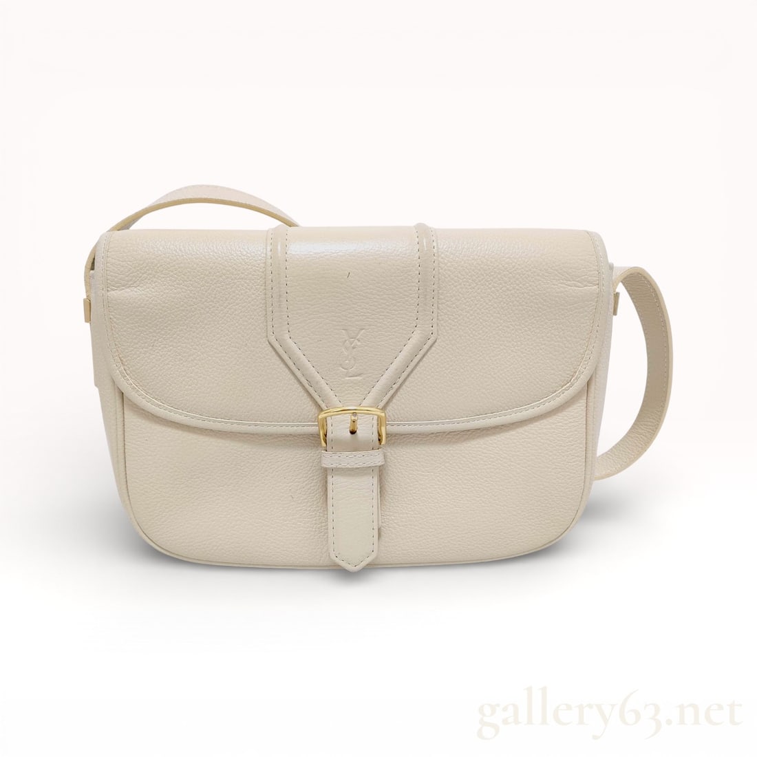 Saint Laurent Ivory Leather Crossbody Shoulder Bag with Gold-Tone Hardware (1 of 10)