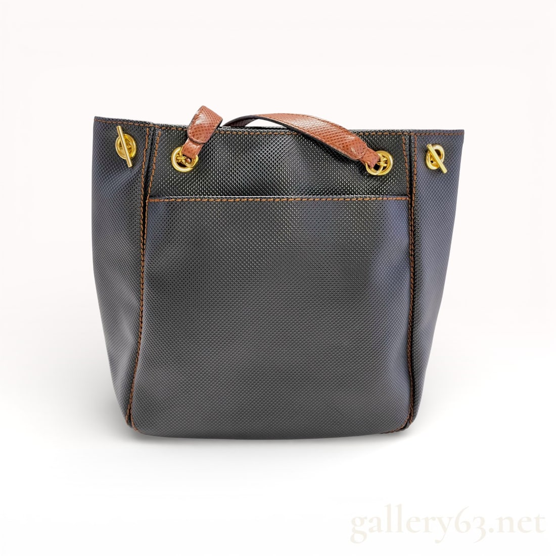 Vintage Bottega Veneta Marco Polo Shoulder Bag in Black Textured Leather (1 of 10)