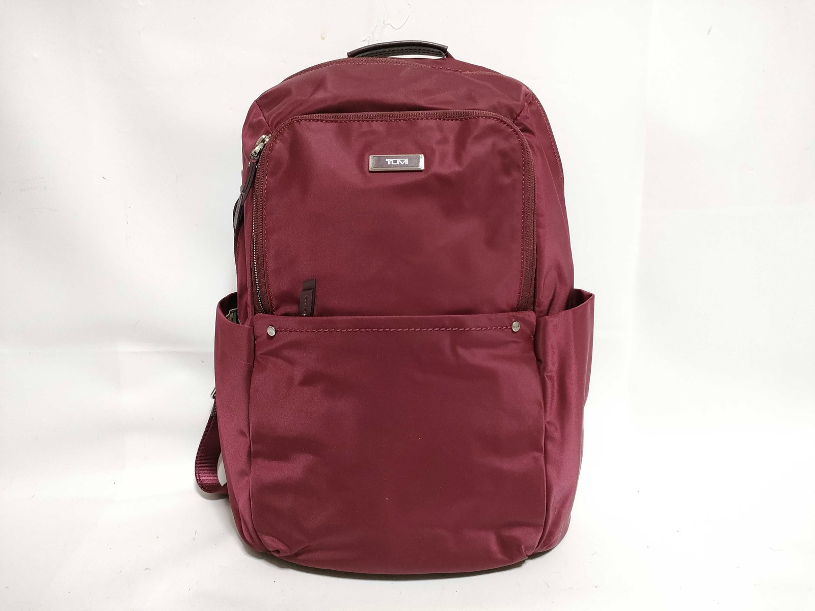 Tumi Nylon Backpack in Burgundy with Multiple Zip Compartments (1 of 10)