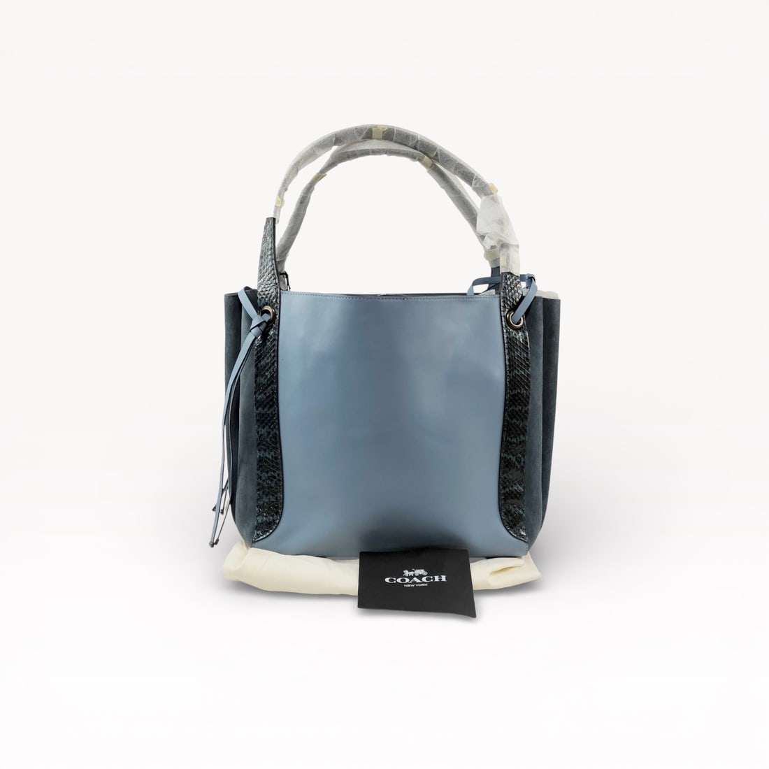 Coach Harmony Hobo Tote Bag 53355 with Snakeskin Trim in Blue Leather (1 of 9)