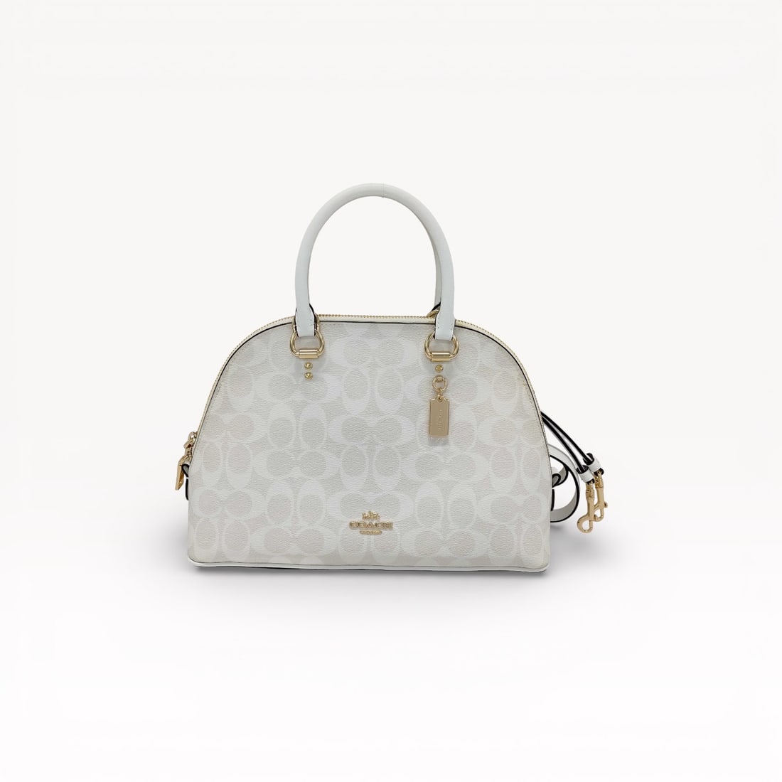 Coach Katy Satchel in Signature Canvas with Chalk and Glacier White Leather Trim 30cm (1 of 10)