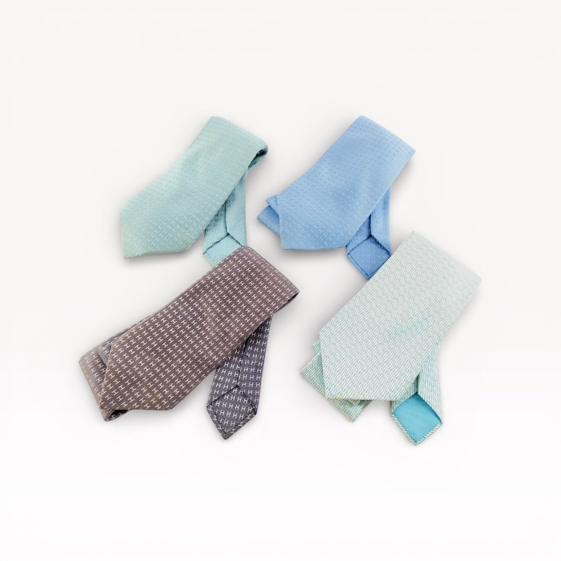 Hermès Silk H-Pattern Ties Set of 4 (1 of 10)