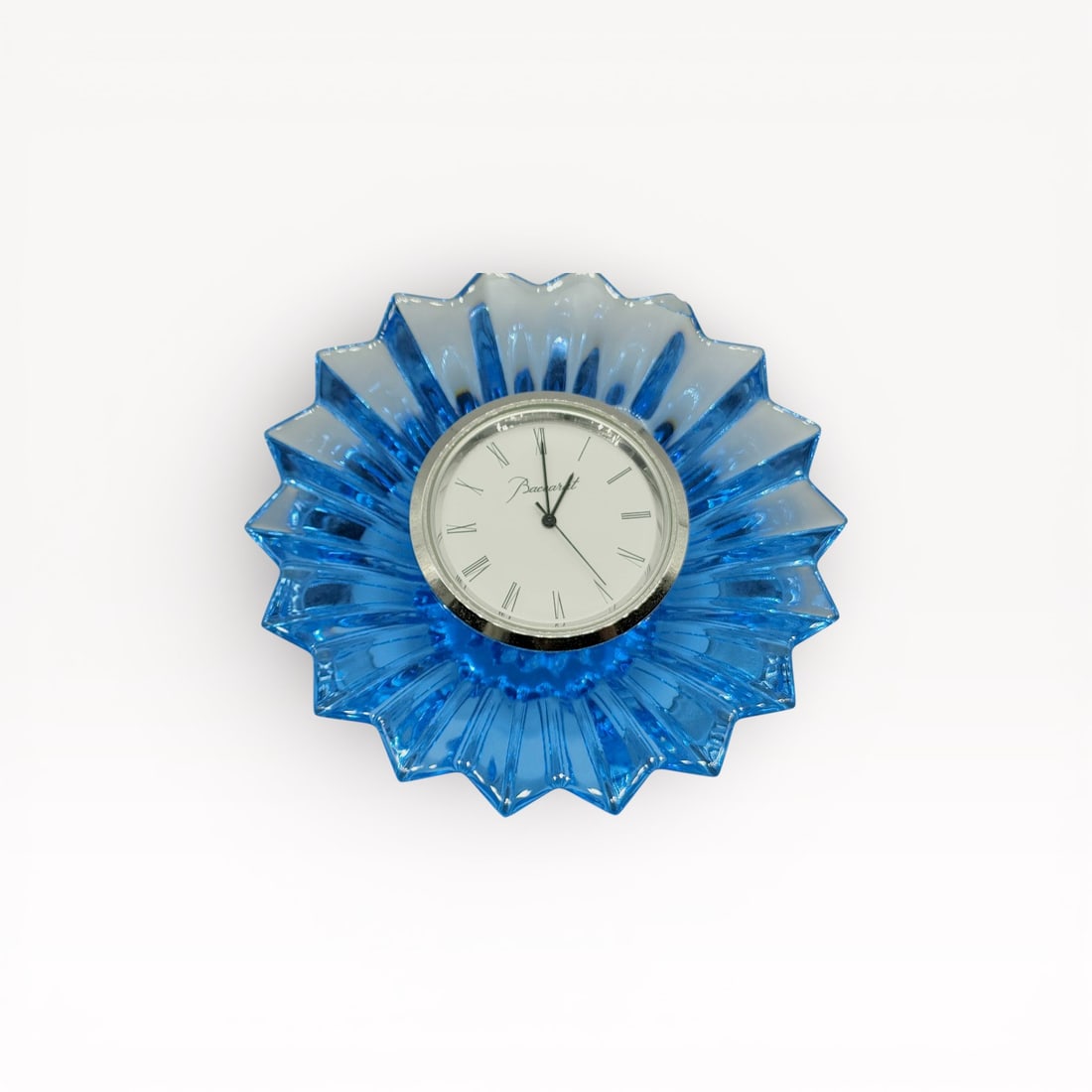 Exquisite Baccarat Mille Nuits Sky Blue Crystal Table Clock with Quartz Movement, with Box (1 of 8)