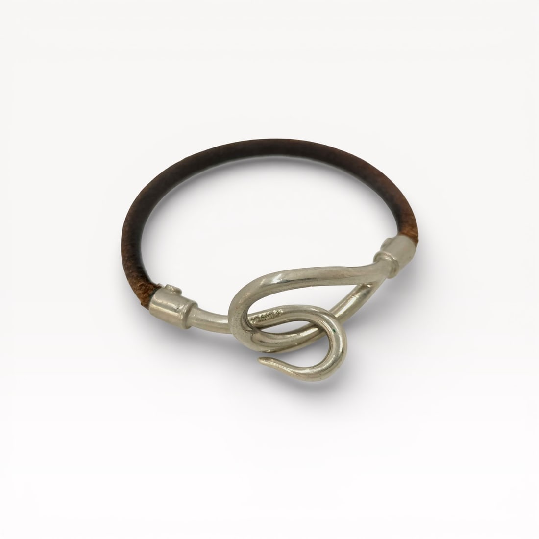 Hermès Jumbo Leather Bracelet with Palladium-Tone Hardware (1 of 7)