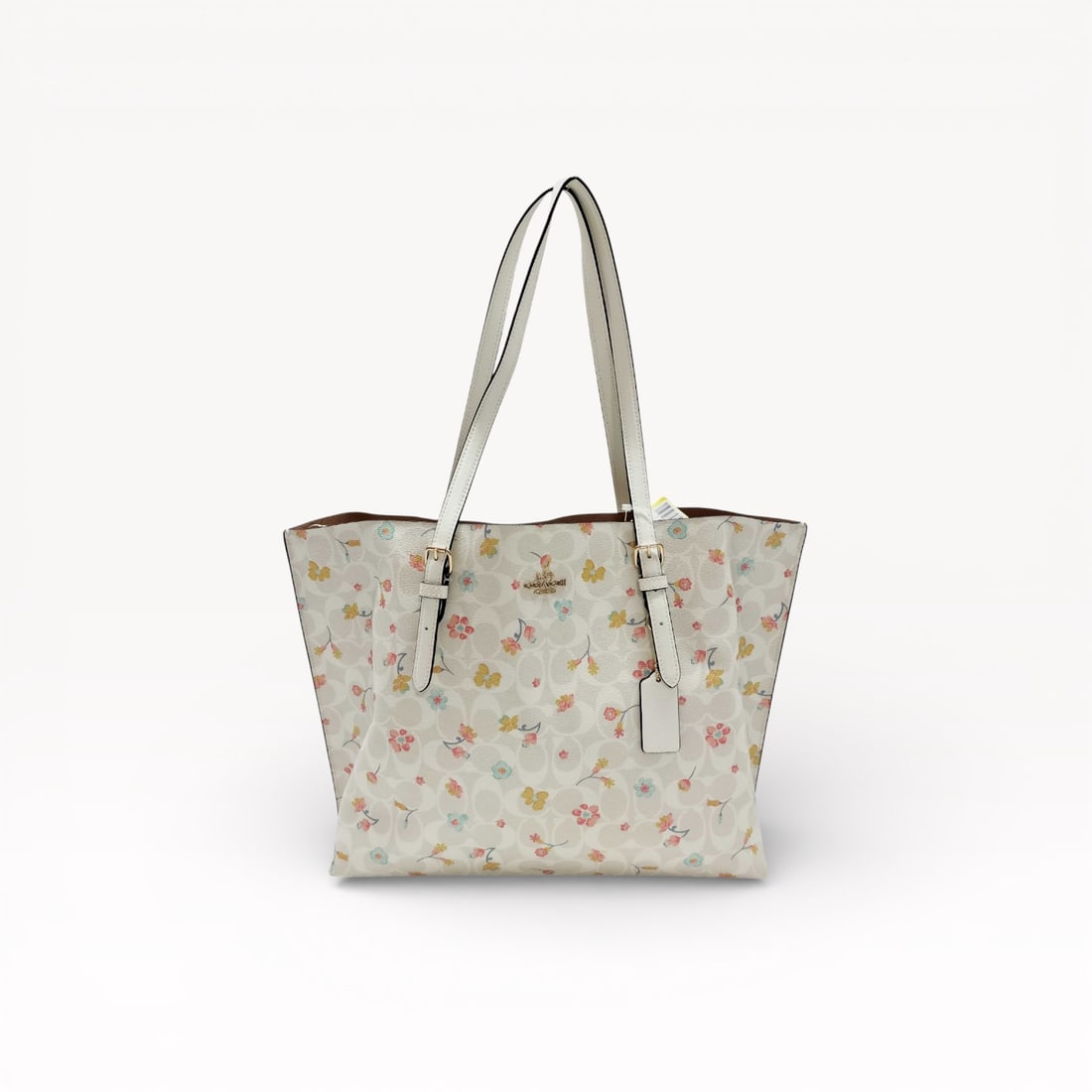 Coach Molly Signature Mystical Floral PVC Shoulder Tote with Leather Trim in White (1 of 10)