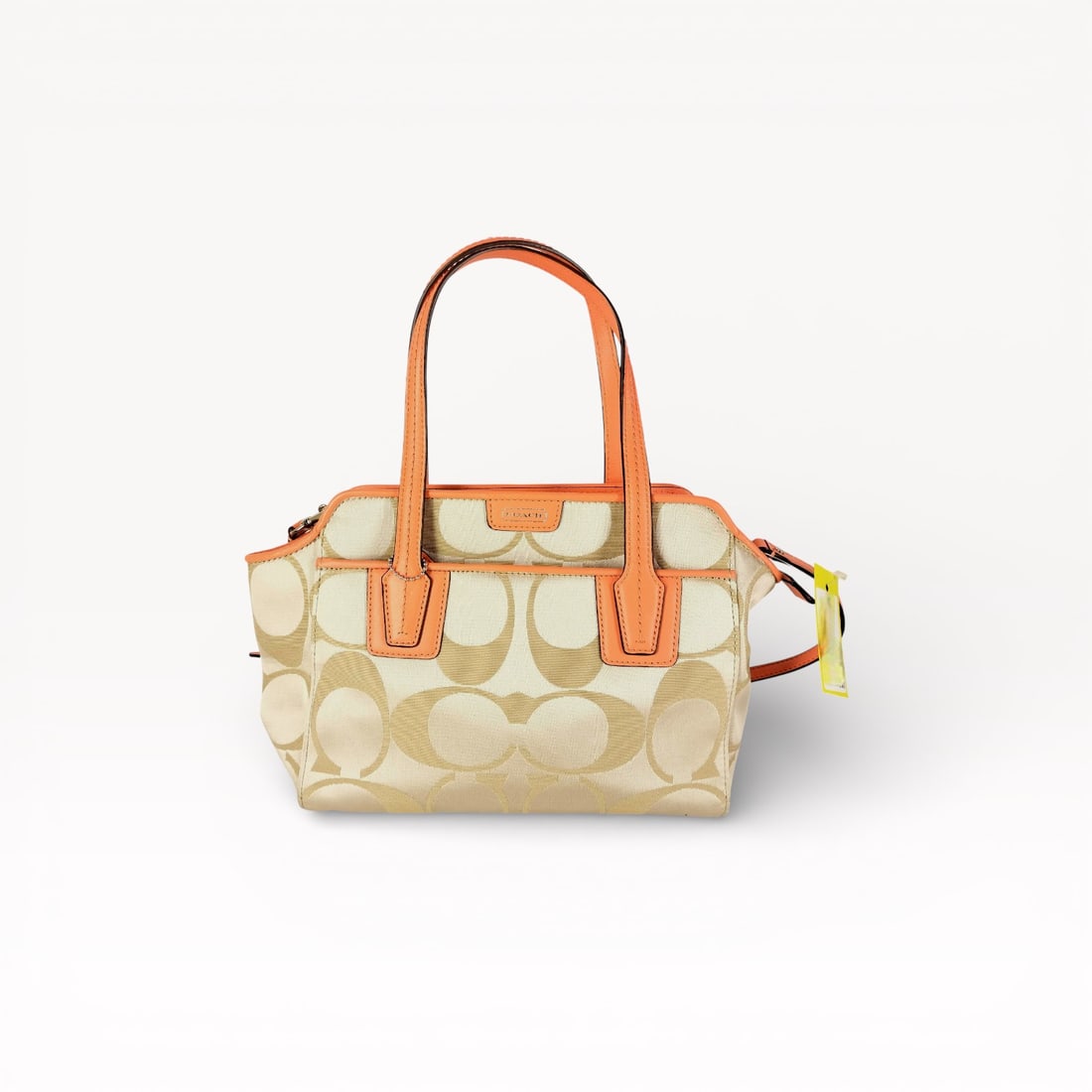 Coach Signature 2-Way Canvas Satchel with Tangerine Leather Trim (1 of 10)