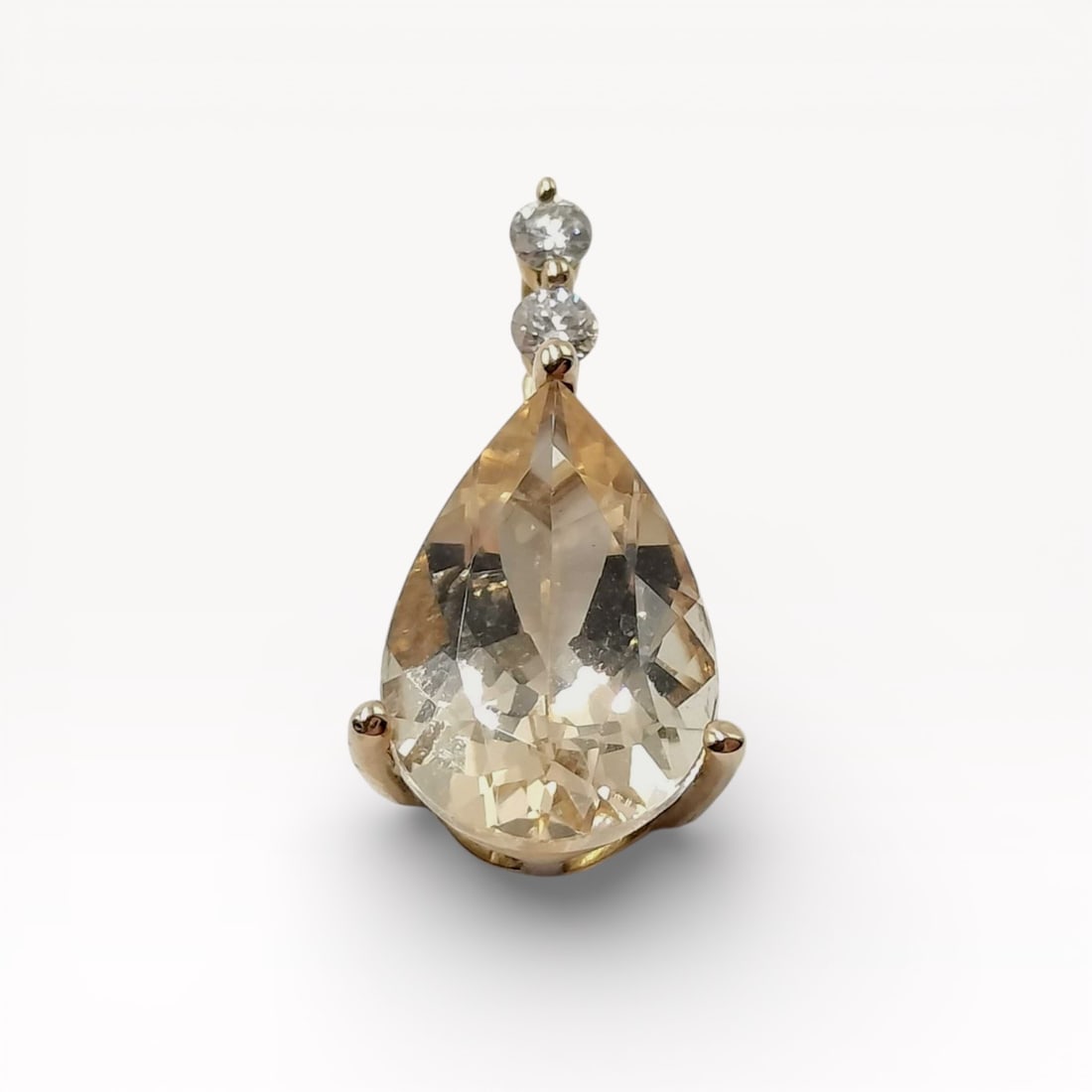 18K Yellow Gold Pear-Shaped Morganite and Diamond Pendant (1 of 10)
