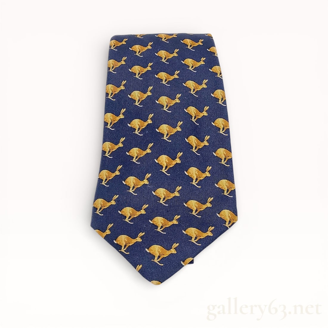 Hermes Navy x Brown Rabbit Pattern Silk Tie (1 of 10)
