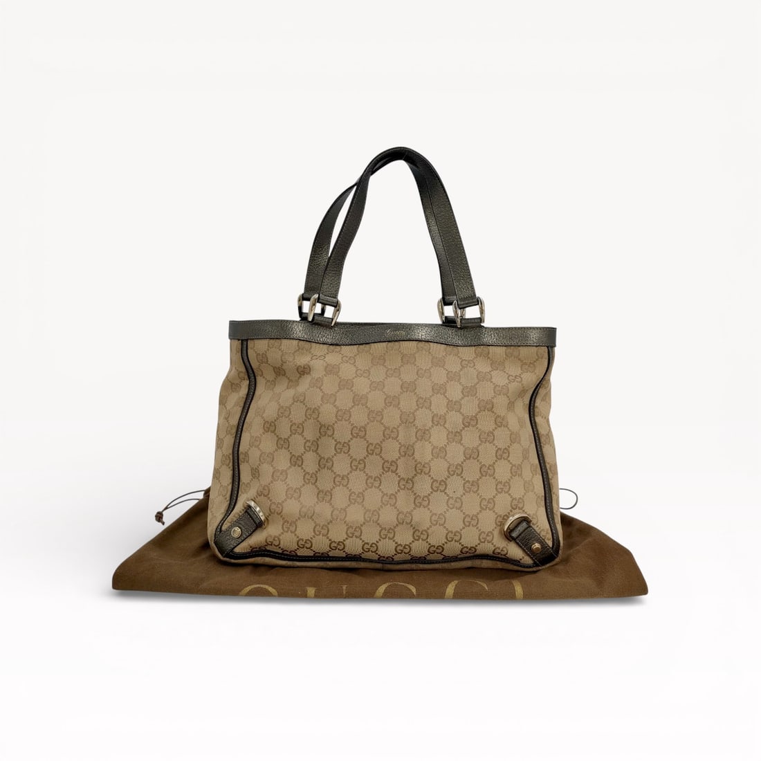 Gucci GG Monogram Medium Abbey Tote Bag in Brown Canvas with Leather Trim (1 of 10)
